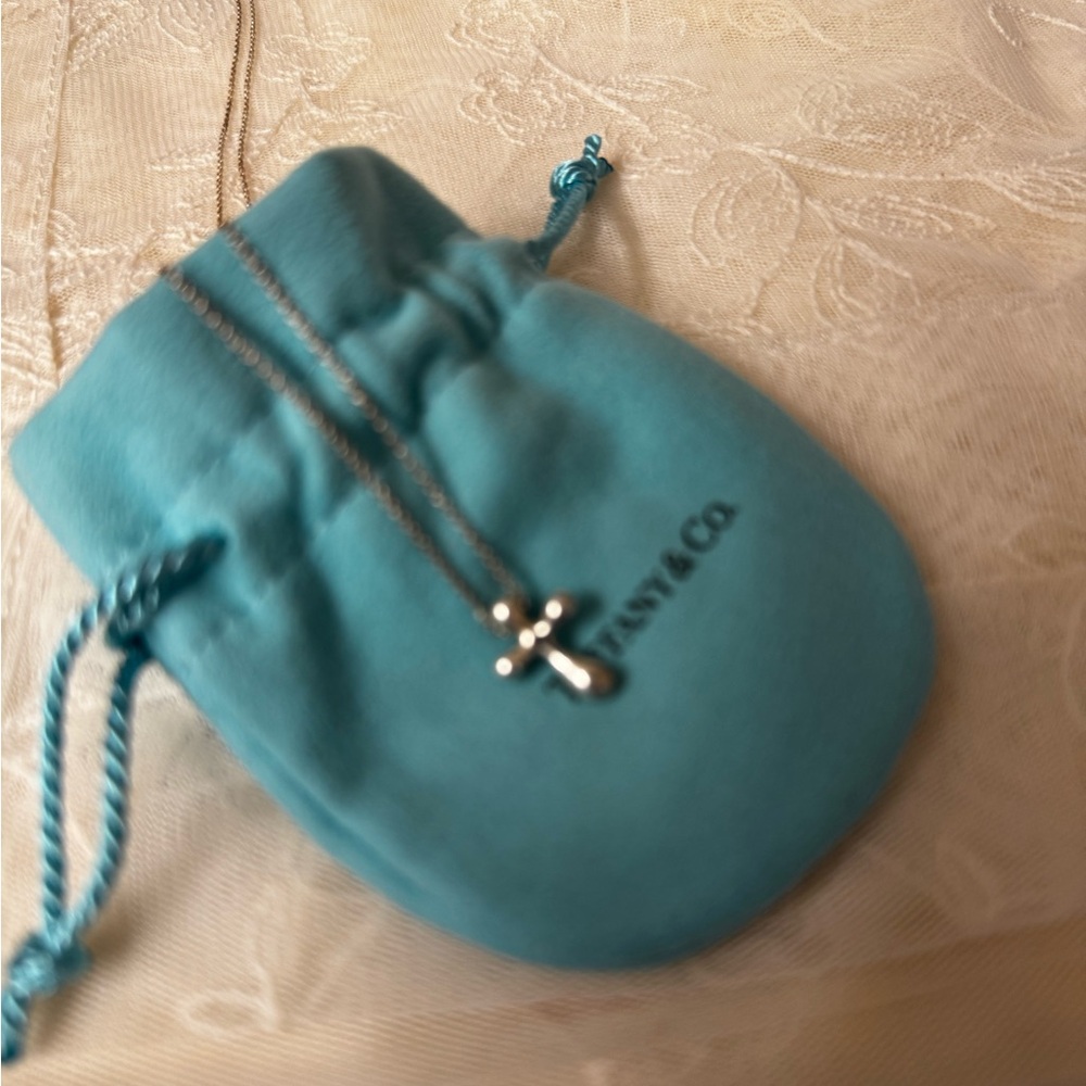 Tiffany & Co. Elsa Peretti Sterling Silver Cross Necklace (small size)
